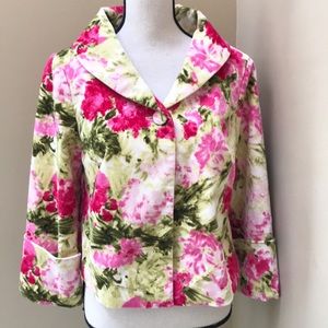 Anthropologie Odille Floral One Button Blazer